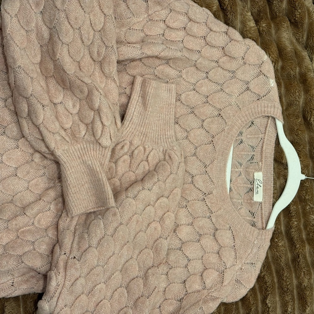 Elan Soft Pink Textured Women's Sweater